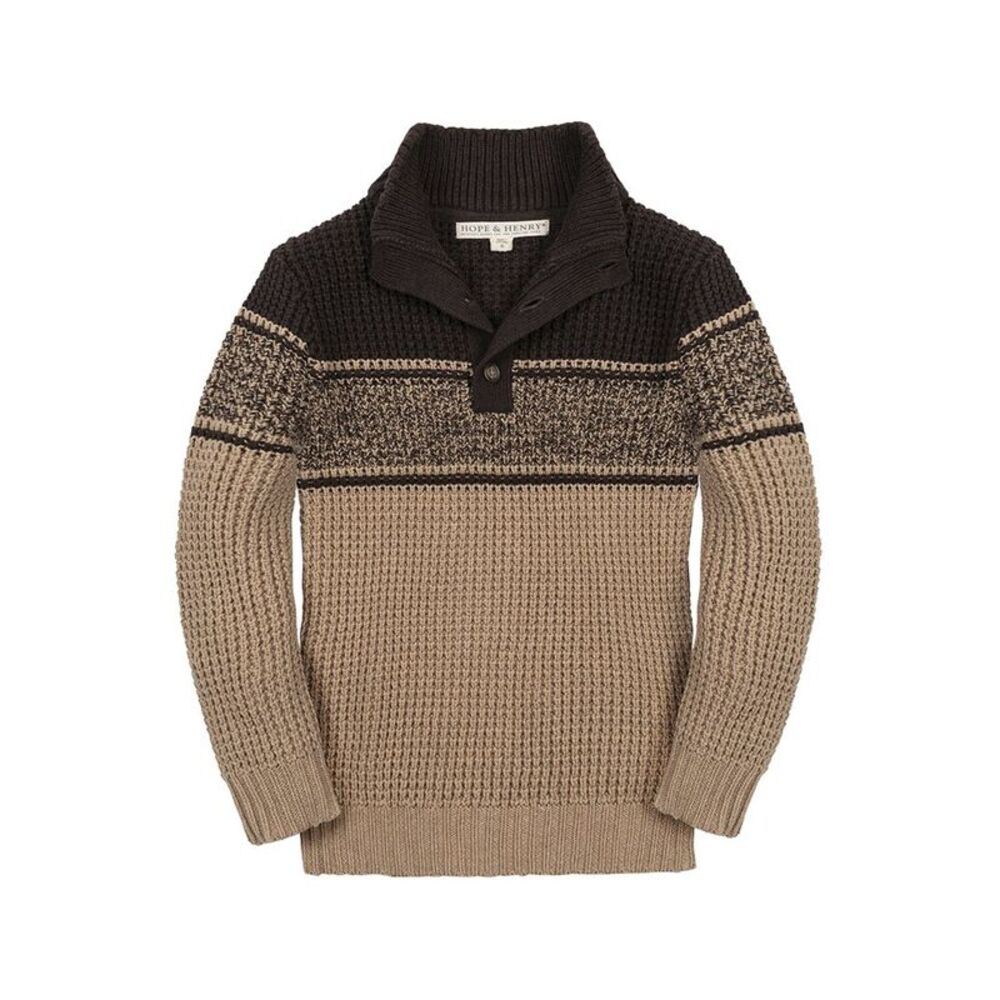 Hope & Henry Boys  Organic Mock Neck Waffle Sweater